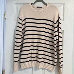 Brandy Melville Beige and Navy Striped Sweater